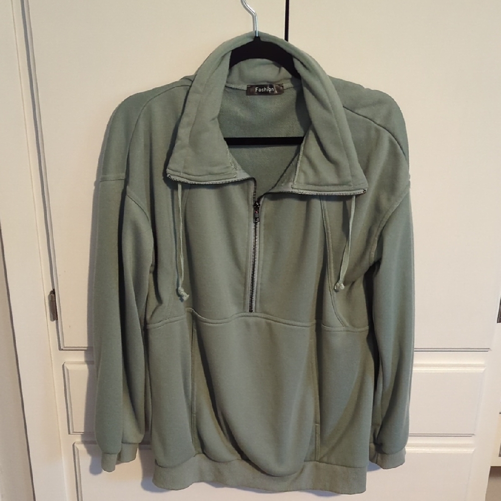 Light Sage Green Quarter-Zip Pullover